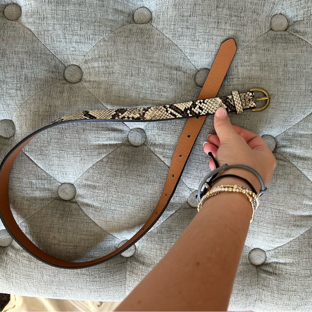 American Eagle Outfitters Snakeskin Belt with Gold Buckle